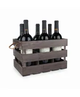 Twine Rustic Farmhouse Wooden 6 Bottle Crate