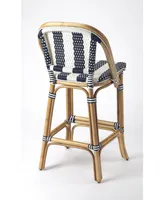 Lila Stripe Rattan Bar Stool