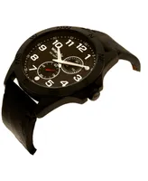 Wrangler Men's Black Faux Leather Strap Watch, 48MM