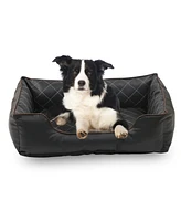 Happycare Textiles Luxury All Sides Faux Leather Rectangle Pet Bed