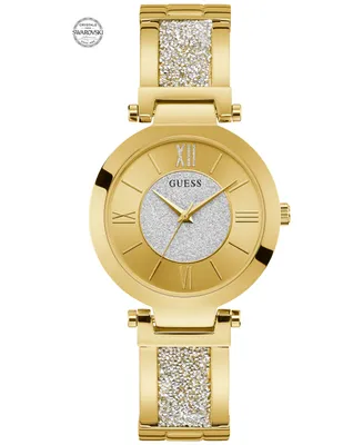 Guess Women's Gold-Tone Stainless Steel & Cubic Zirconia Crystal Bangle Bracelet Watch 36mm