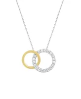 241 Wear It Both Ways Diamond Interlocking Circle Pendant Necklace (1/5 ct. t.w.) in 14k Two-Tone White and Yellow Gold