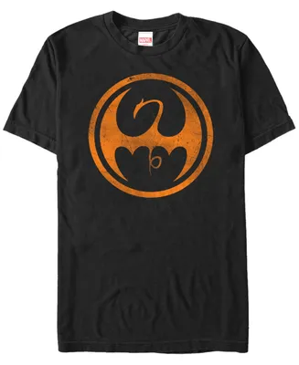 Marvel Men's Iron Fist Distressed Orange Logo Short Sleeve T-Shirt