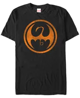 Marvel Men's Iron Fist Distressed Orange Logo Short Sleeve T-Shirt