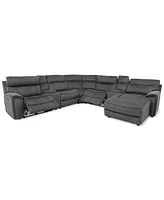 Hutchenson 7-Pc. Fabric Chaise Sectional with 2 Power Recliners and 2USB Consoles