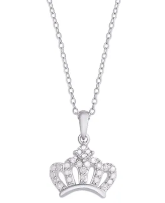 Diamond 1/5 ct t.w. Tiara Crown Pendant Necklace in Sterling Silver