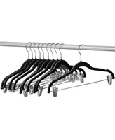 10 Pack Clothes Hangers with Clips - Black Velvet Hangers use for Skirt Hangers - Clothes Hanger for Pants Ultra Thin No Slip Hangers