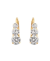 White Cubic Zirconia Graduated Drop Earrings 14k Gold (Also Blue Zirconia)