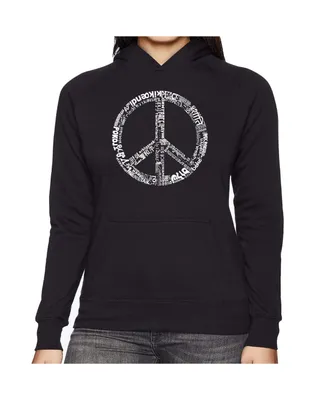 La Pop Art Women's Word Hooded Sweatshirt -The Peace 77 Languages