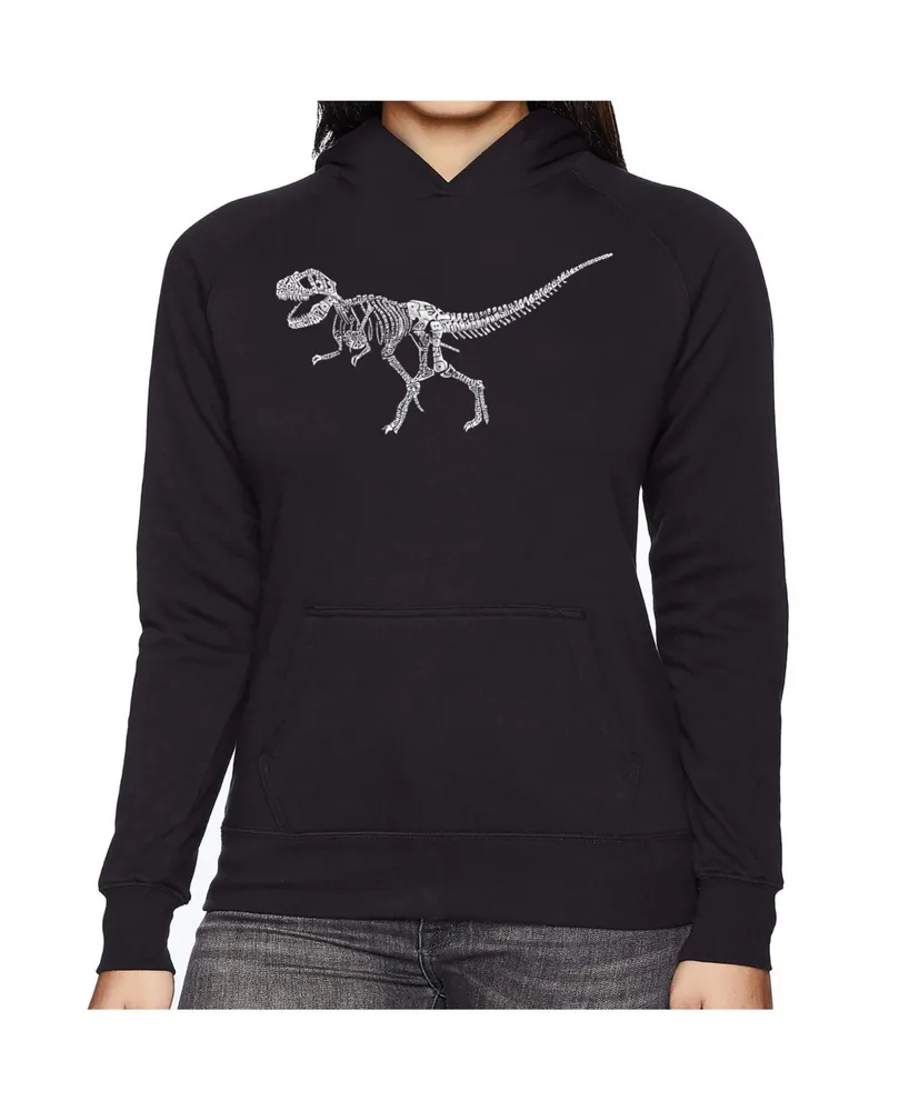 La Pop Art Women's Word Hooded Sweatshirt -Dinosaur T-Rex Skeleton