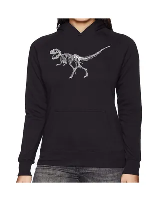 La Pop Art Women's Word Hooded Sweatshirt -Dinosaur T-Rex Skeleton