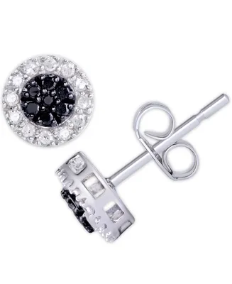 Black and White Diamond 1/3 ct. t.w. Round Stud Earrings in Sterling Silver