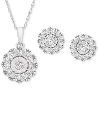 Wrapped Love 2-Pc. Set Diamond Pendant Necklace & Matching Stud Earrings (1 ct. t.w.) 14k White Gold or Yellow Gold, Created for Macy's