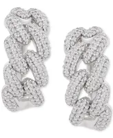 Wrapped in Love Diamond Chain Link Detail Small Hoop Earrings (1 ct. t.w.) in Sterling Silver, .79", Created for Macy's