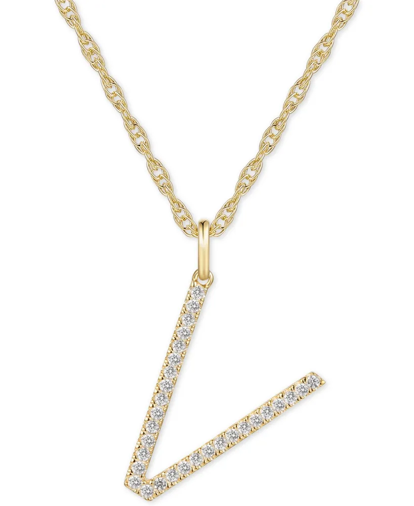 Diamond Initial 18" Pendant Necklace (1/6-1/3 ct. t.w.) 14k Gold