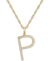 Diamond Initial 18" Pendant Necklace (1/6-1/3 ct. t.w.) 14k Gold