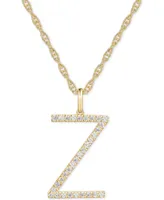 Diamond Initial 18" Pendant Necklace (1/6-1/3 ct. t.w.) 14k Gold