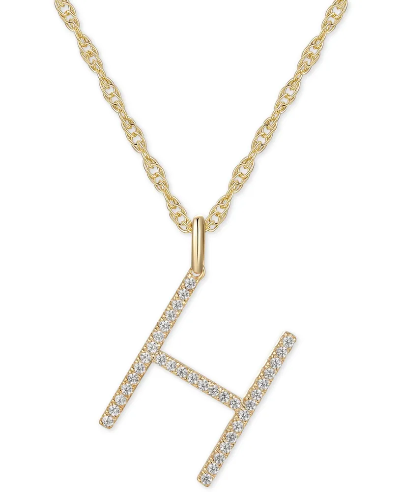 Diamond Initial 18" Pendant Necklace (1/6-1/3 ct. t.w.) 14k Gold