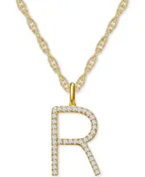 Diamond Initial 18" Pendant Necklace (1/6-1/3 ct. t.w.) 14k Gold