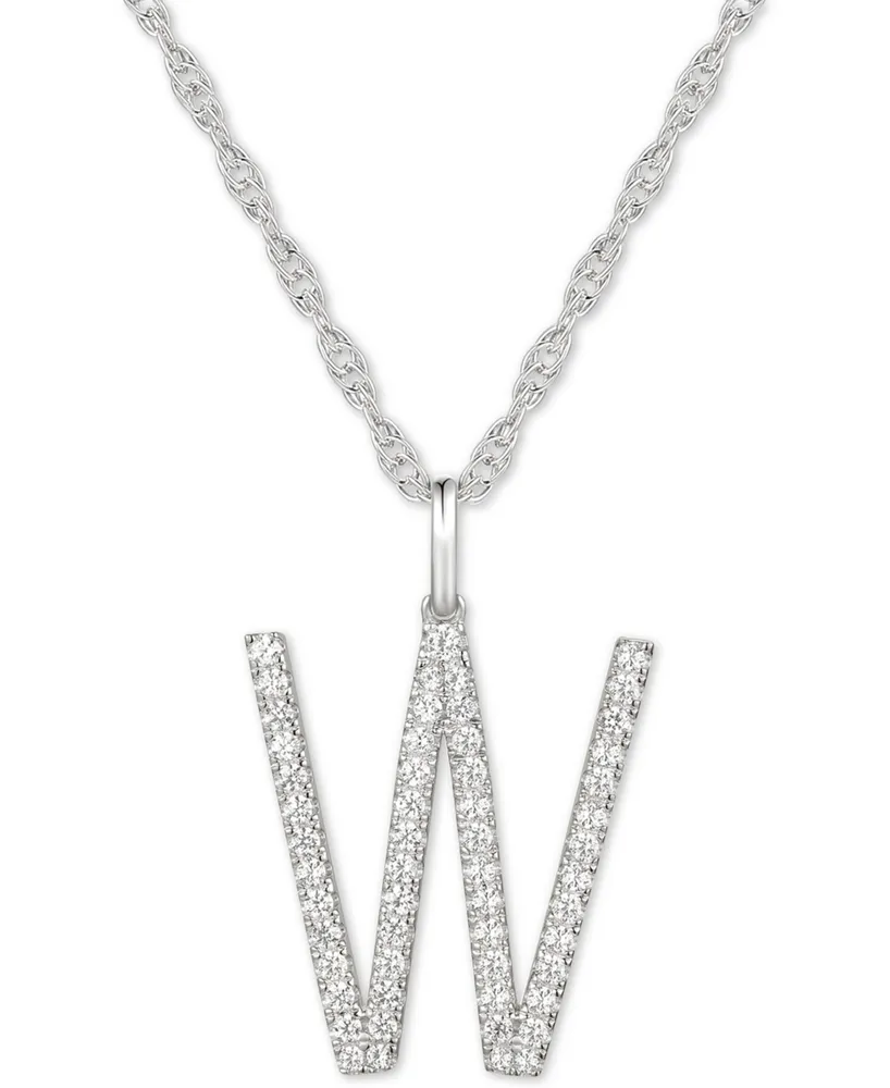 Diamond Initial 18" Pendant Necklace (1/6 to 1/3 ct. t.w.) in 14k White Gold