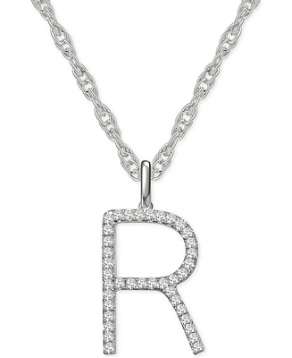 Diamond Initial 18" Pendant Necklace (1/6 to 1/3 ct. t.w.) in 14k White Gold