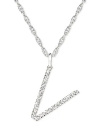 Diamond Initial 18" Pendant Necklace (1/6 to 1/3 ct. t.w.) in 14k White Gold