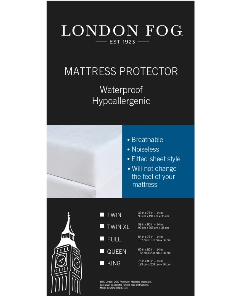 London Fog Premium Waterproof Hypoallergenic Mattress Protector Queen