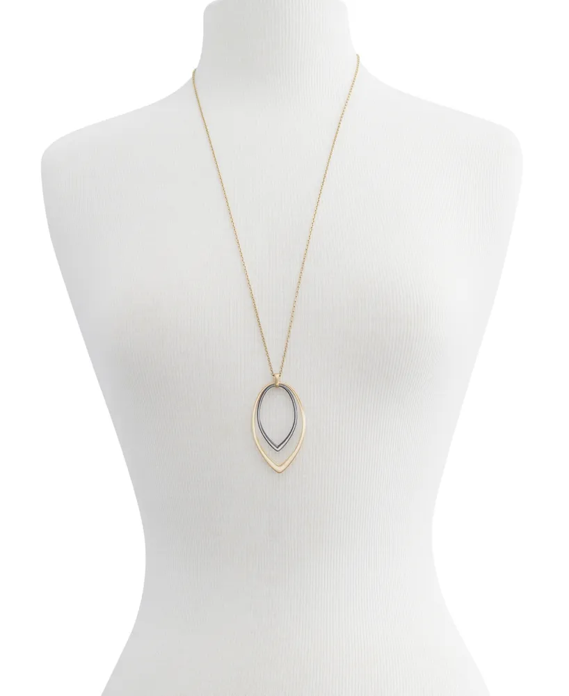 Lucky Brand Two-Tone Double-Teardrop Pendant Necklace, 30" + 2" extender - Two