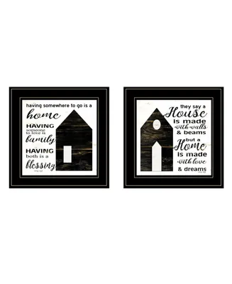 Trendy Decor 4U House/Blessing 2-Piece Vignette by Cindy Jacobs, Black Frame, 15" x 15"