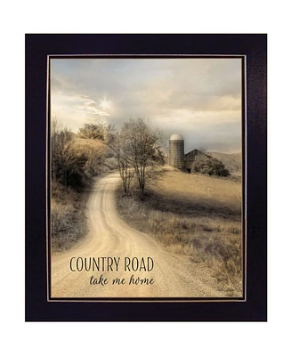 Trendy Decor 4U Country Road Take Me by Lori Deiter, Ready to hang Framed Print, Black Frame, 18" x 22"