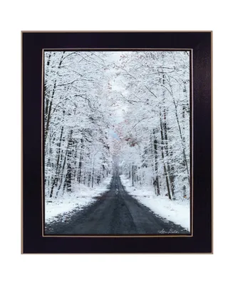 Trendy Decor 4U All Roads lead Home winter lane by Lori Deiter, Ready to hang Framed Print, Black Frame, 14" x 18"