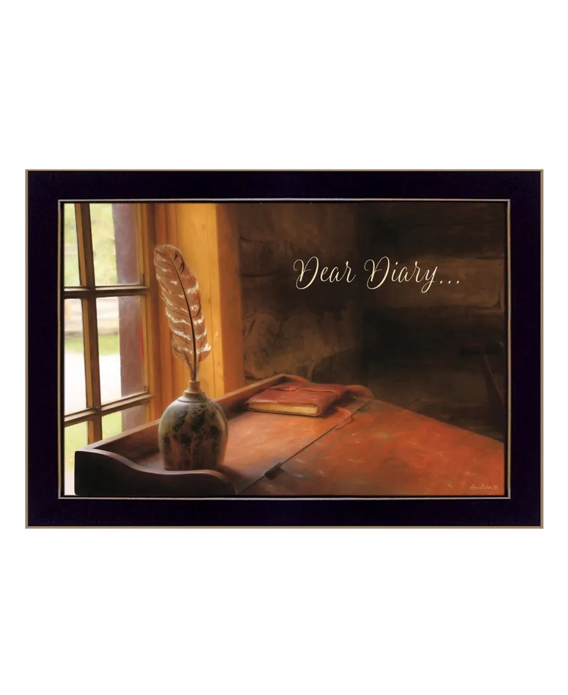 Trendy Decor 4U Dear Diary By Lori Deiter, Printed Wall Art, Ready to hang, Black Frame, 20" x 14"