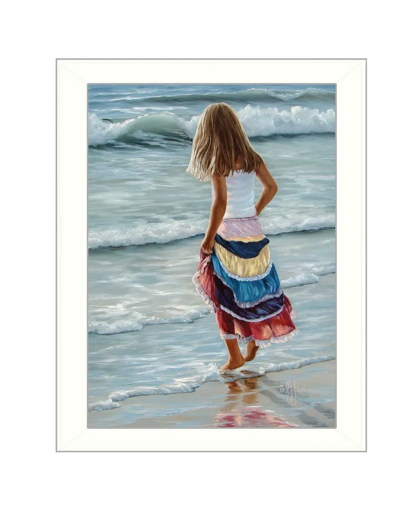 Trendy Decor 4U The Striped Skirt By Georgia Janisse, Printed Wall Art, Ready to hang, White Frame, 18" x 14"