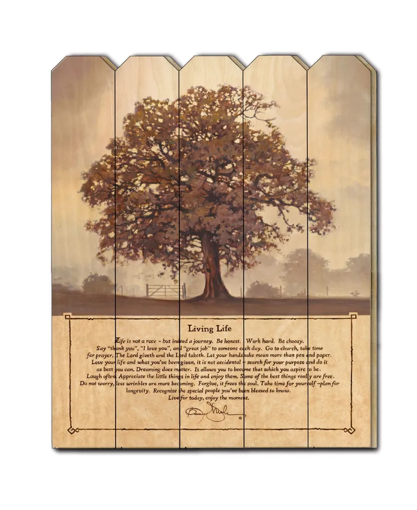 Trendy Decor 4U Living Life by Bonnie Mohr, Printed Wall Art on a Wood Picket Fence, 16" x 20"