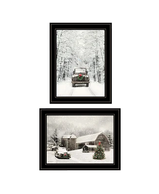 Trendy Decor 4U Antique Christmas 2-Piece Vignette by Lori Deiter, Black Frame, 19" x 15"