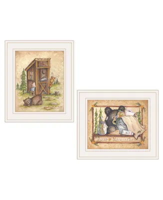 Trendy Decor 4U Bear / Still Waiting 2-Piece Vignette by Mary Ann June, White Frame, 13" x 11"