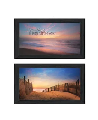 Trendy Decor 4U At the Beach Collection By Lori Deiter, Printed Wall Art, Ready to hang, Black Frame, 42" x 12"