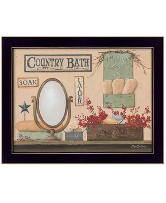 Trendy Decor 4U Country Bath By Pam Britton, Printed Wall Art, Ready to hang, Black Frame, 18" x 14"