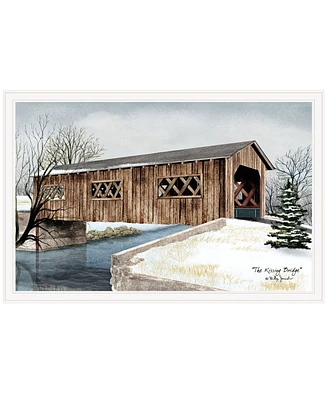 Trendy Decor 4U The Kissing Bridge by Billy Jacobs, Ready to hang Framed Print, White Frame, 38" x 26"