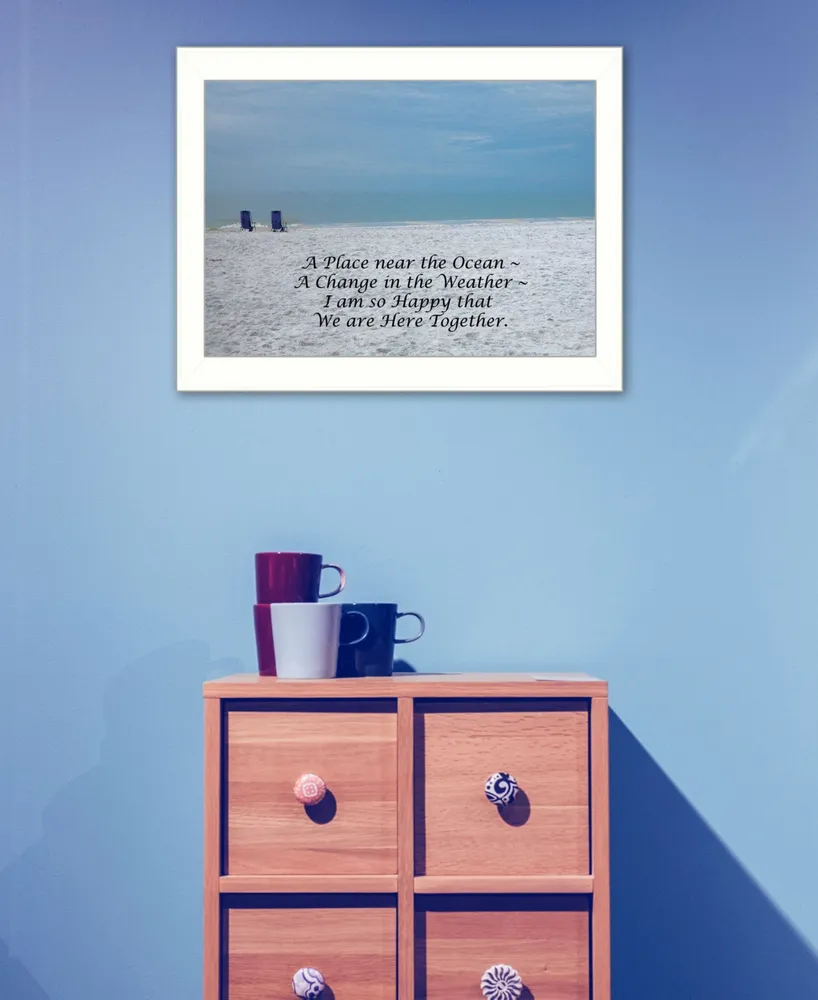 Trendy Decor 4U A Place near the Ocean By Trendy Decor4U, Printed Wall Art, Ready to hang, White Frame, 14" x 10"