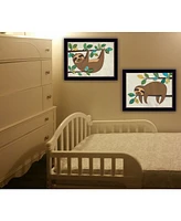 Trendy Decor 4U Cute Sloths 2-Piece Vignette by Bernadette Deming, Black Frame, 18" x 14"