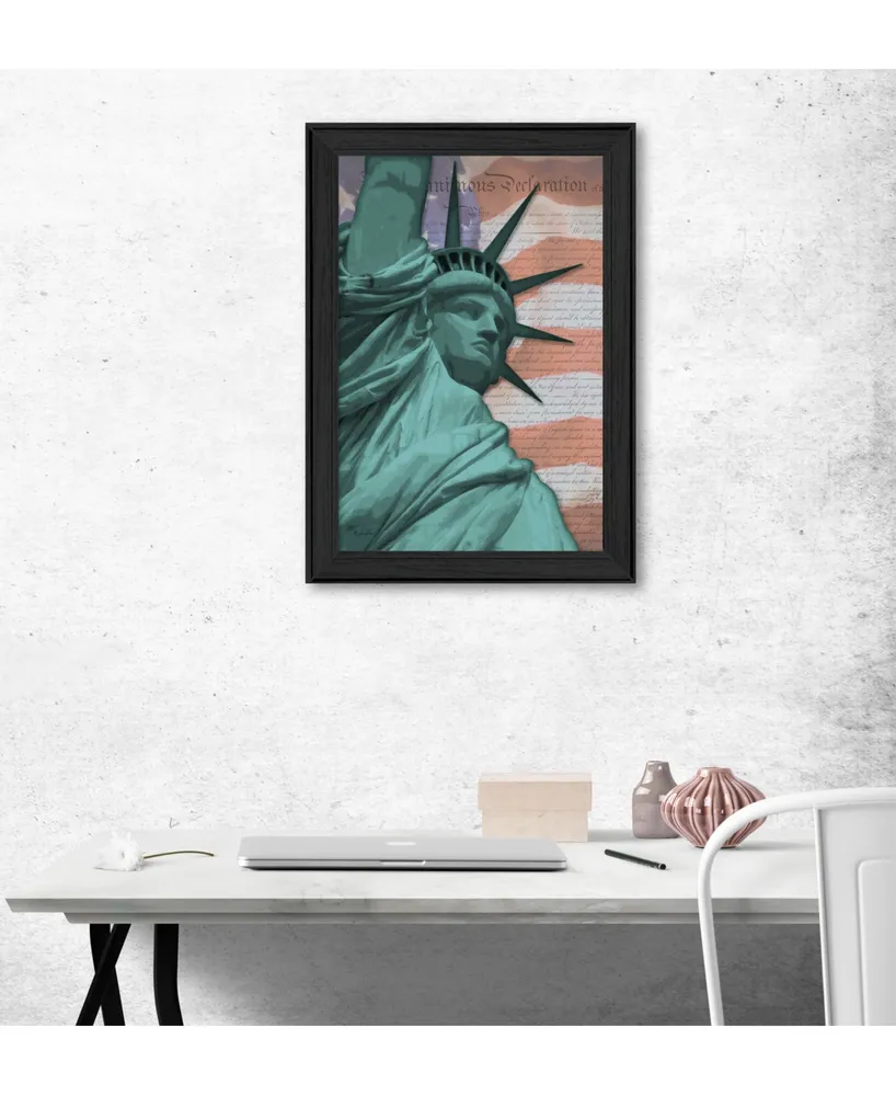 Trendy Decor 4U Lady Liberty By Lauren Rader, Printed Wall Art, Ready to hang, Black Frame, 15" x 21"