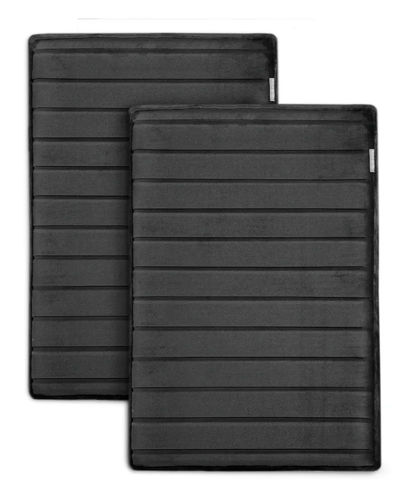 Microdry Charcoal-Infused 17" x 24" 2-Pack Memory Foam Bath Mat Set