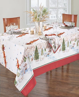 Elrene Santa's Snowy Sleighride Tablecloth