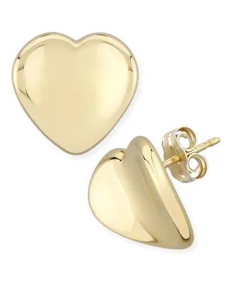Dapped Heart Stud Earrings Set in 14k Gold