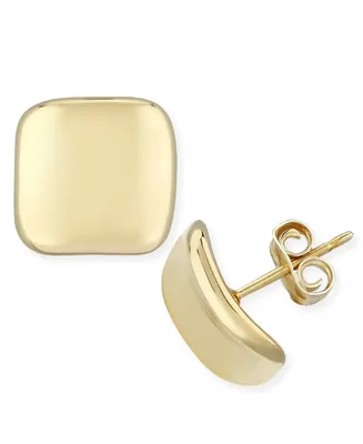 Dapped Square Stud Earrings Set in 14k Yellow Gold (10mm)