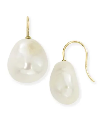 Cultured Baroque Pearl (12 mm) Drop Earrings Set in 14k Gold