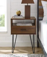 Walker Edison Modern Single Drawer Hairpin Leg Side Table