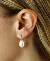 Cultured Baroque Pearl (12 mm) Drop Earrings Set in 14k Gold