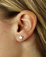 Flat Star Stud Earrings Set 14k White Or Yellow Gold